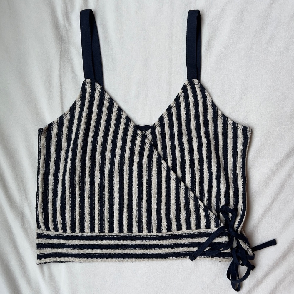 Madewell Striped Side Tie Crop Tank
